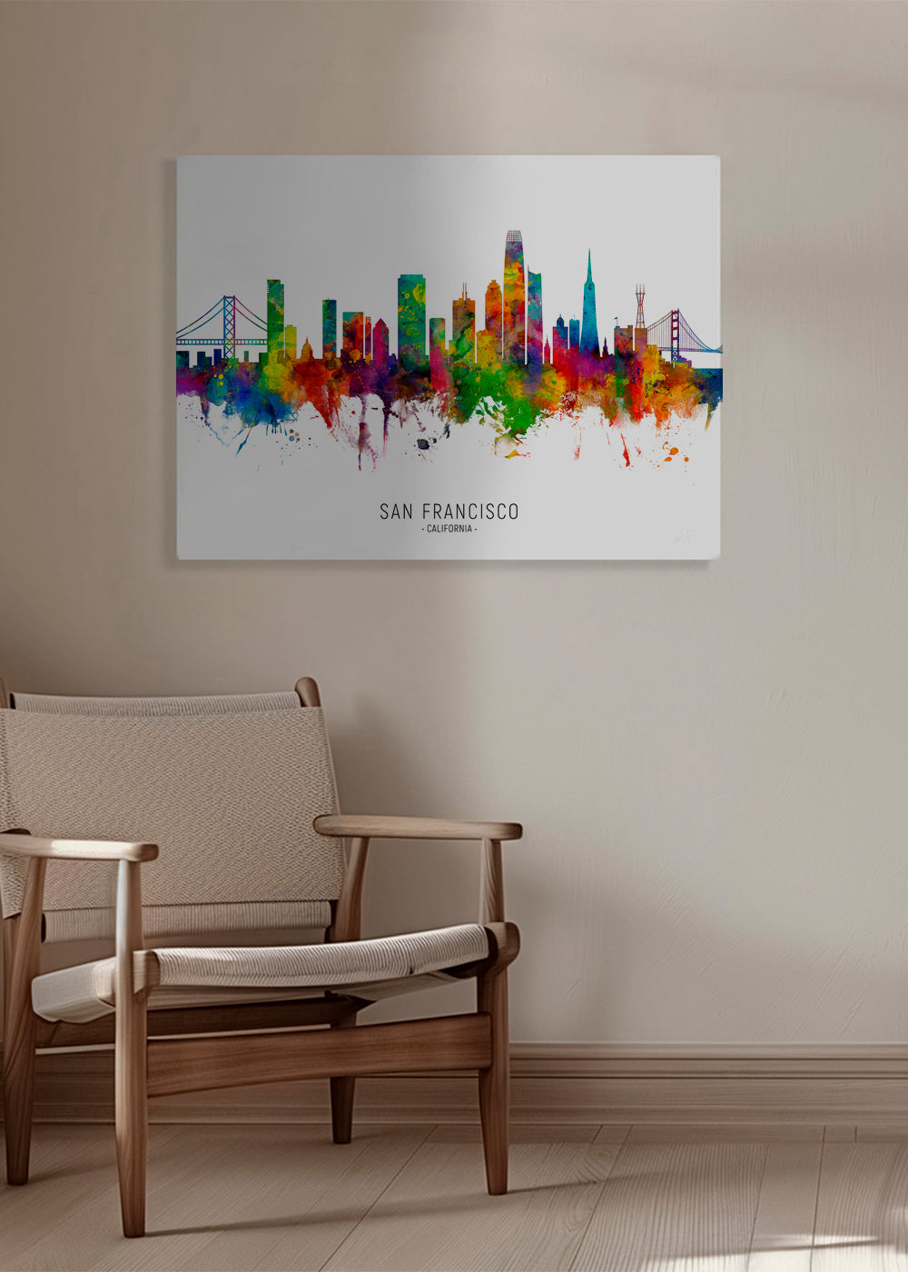 Reseaffisch San Francisco färgstark skyline