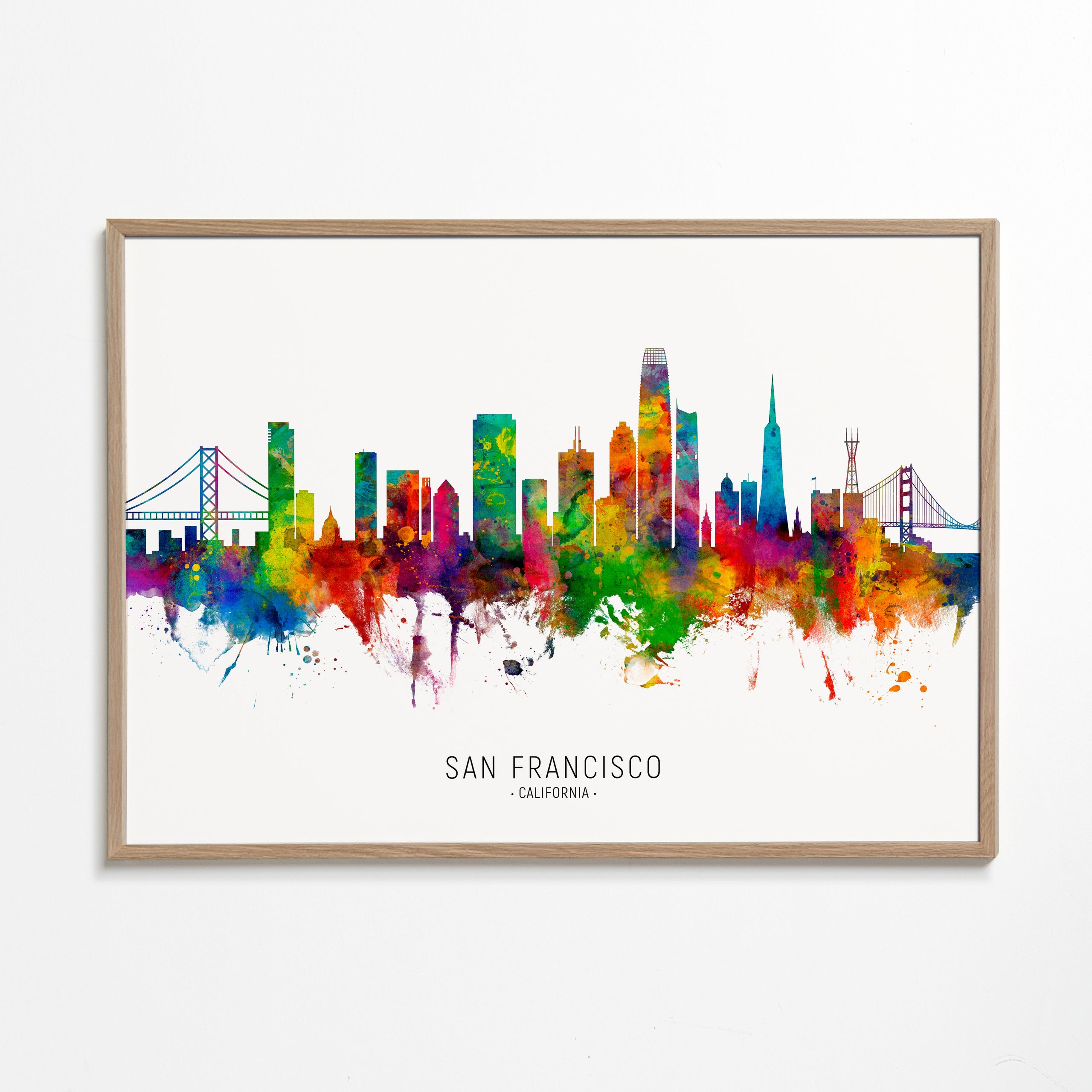 Reseaffisch San Francisco färgstark skyline