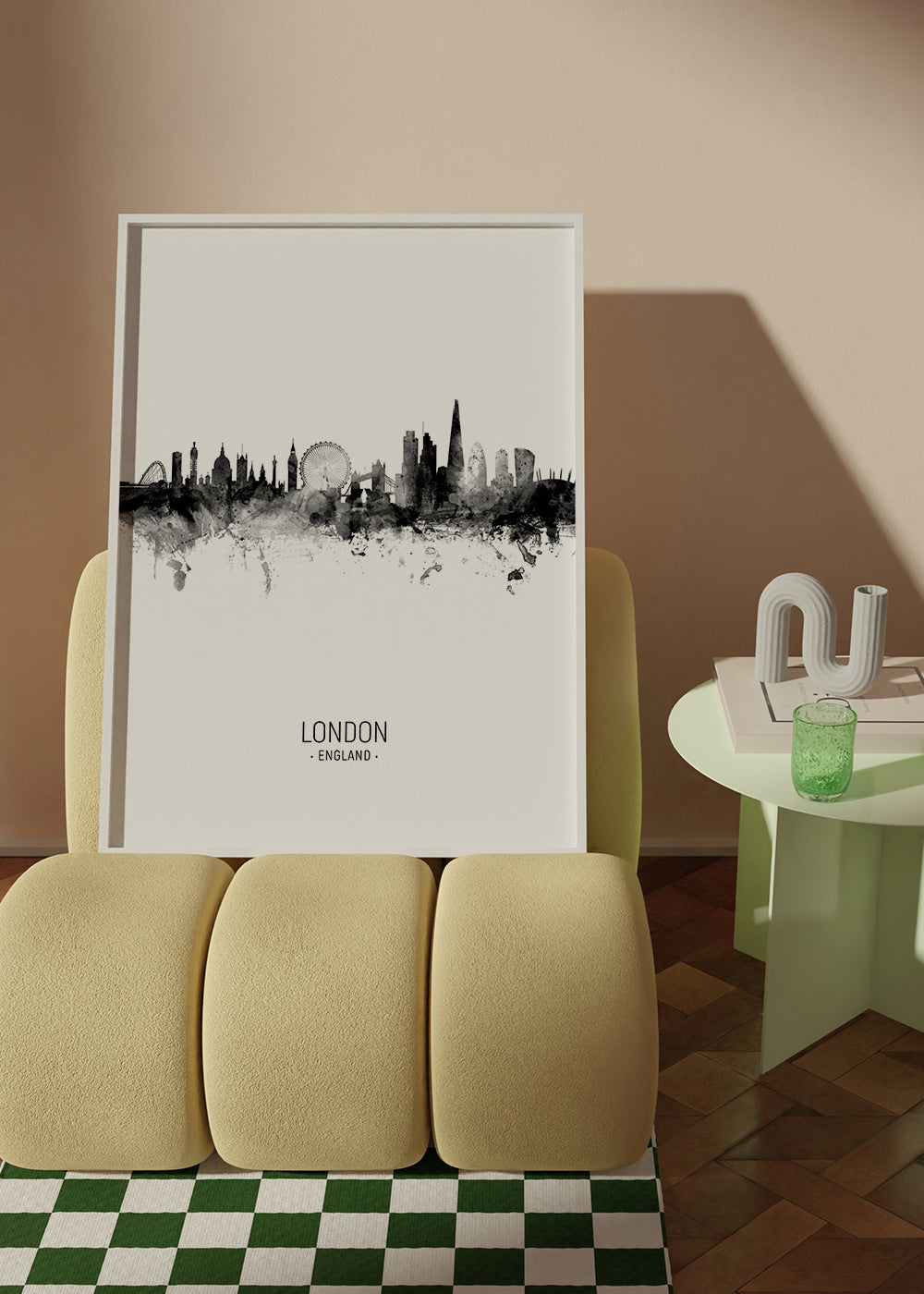 Reseaffisch London skyline bläck-silhuett
