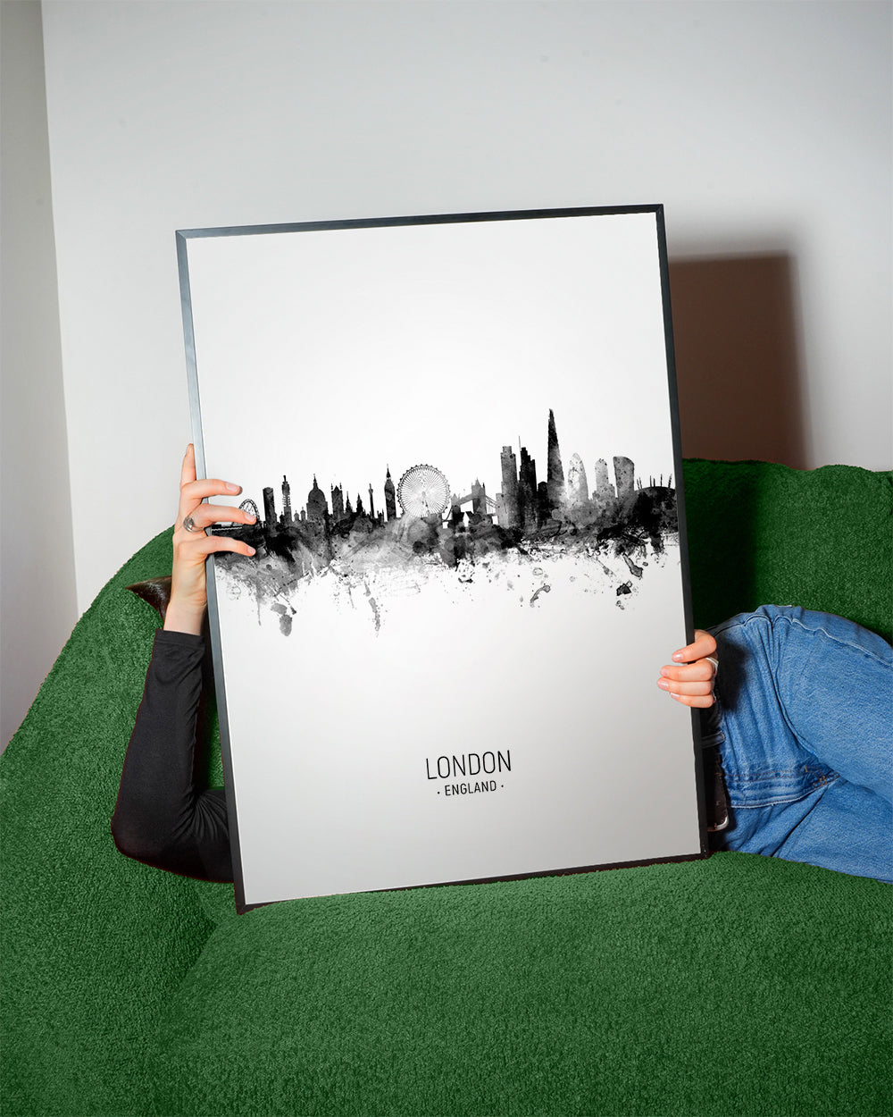 Reseaffisch London skyline bläck-silhuett