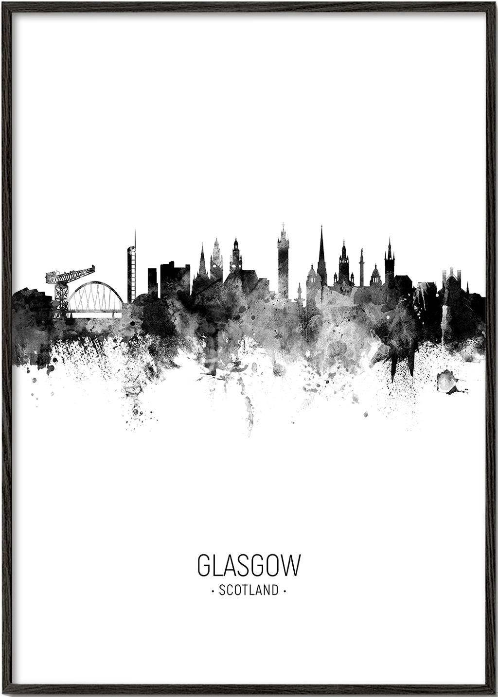 Cuadro de ciudades Glasgow skyline svartvit