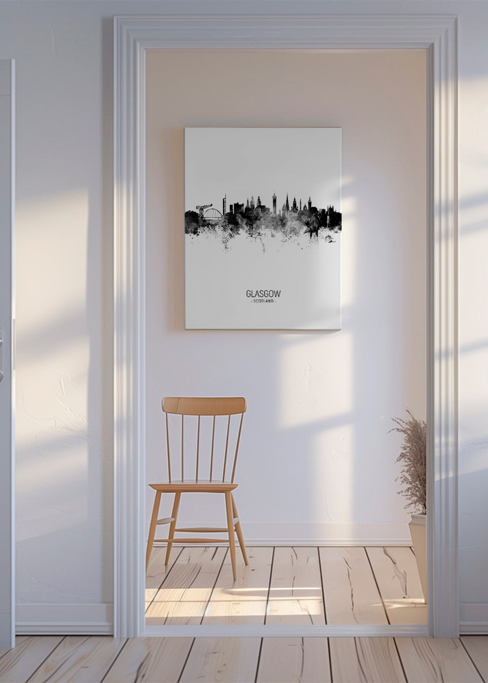 Cuadro de ciudades Glasgow skyline svartvit
