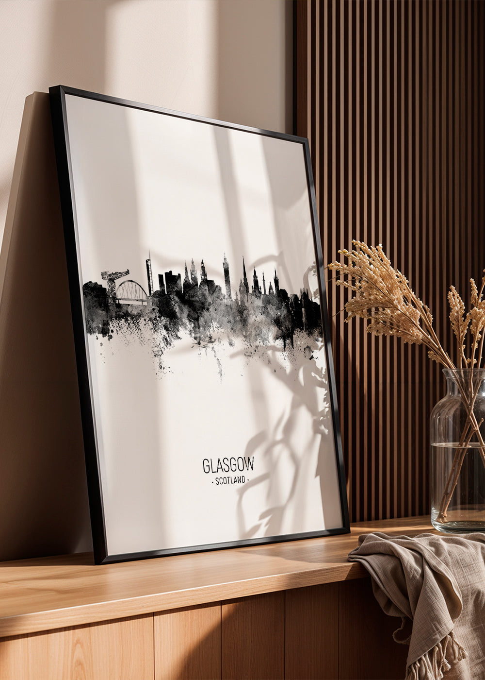 Cuadro de ciudades Glasgow skyline svartvit