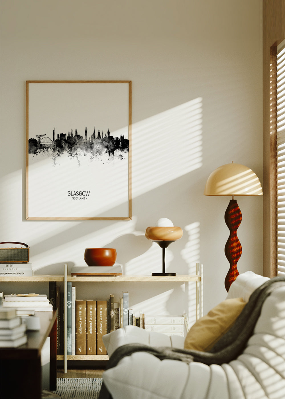 Cuadro de ciudades Glasgow skyline svartvit