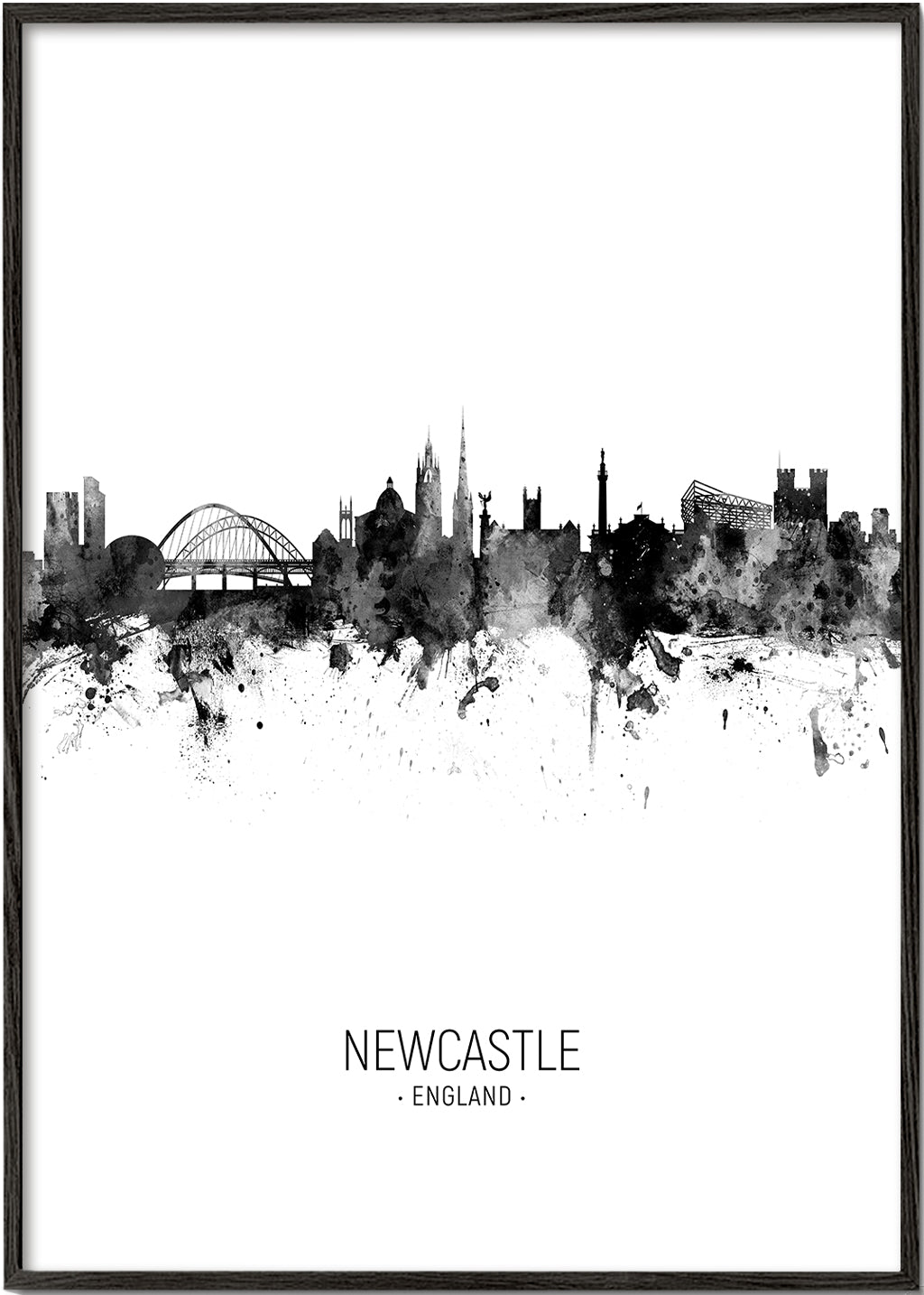 Stadskonst Newcastle bläck-silhuett