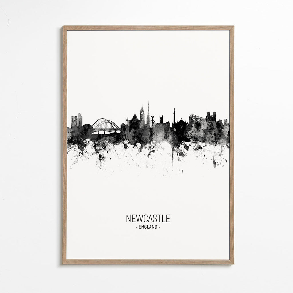 Stadskonst Newcastle bläck-silhuett