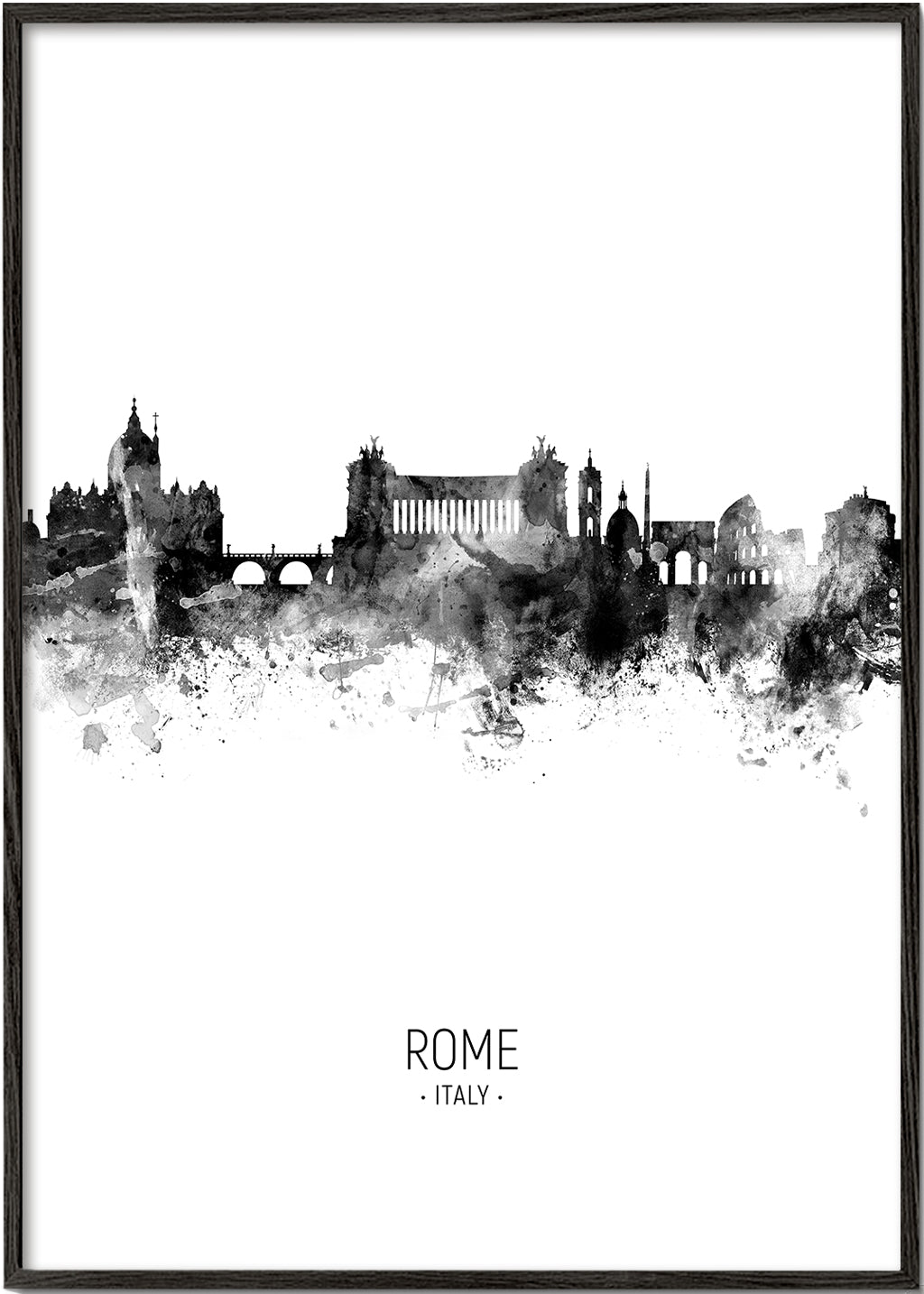 Reseaffisch Rom skyline bläck