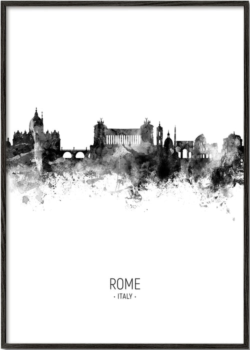 Reseaffisch Rom skyline bläck