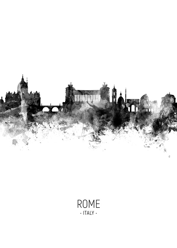 Reseaffisch Rom skyline bläck