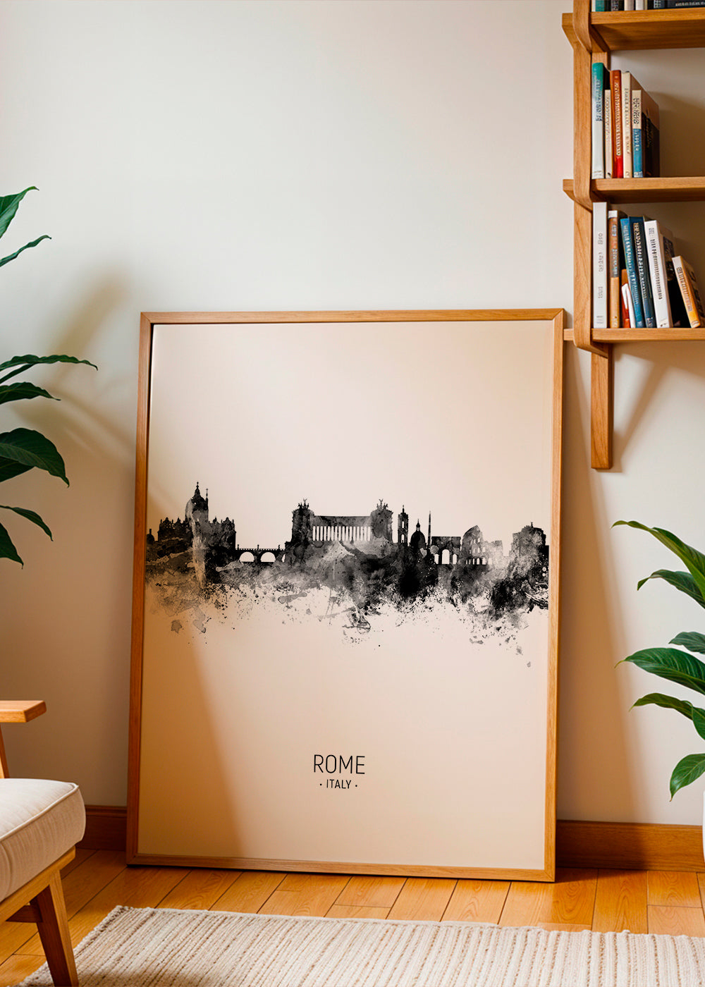 Reseaffisch Rom skyline bläck