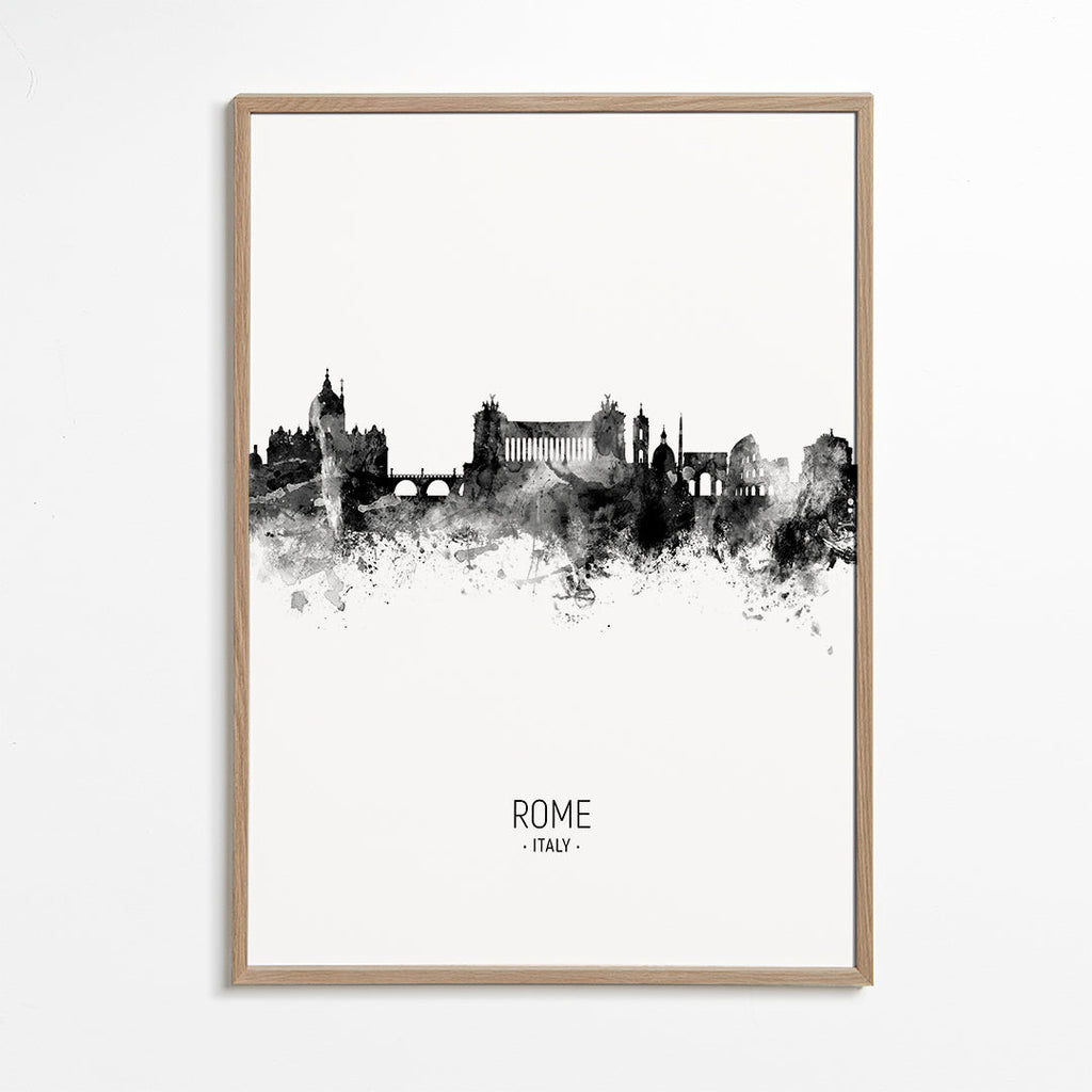 Reseaffisch Rom skyline bläck