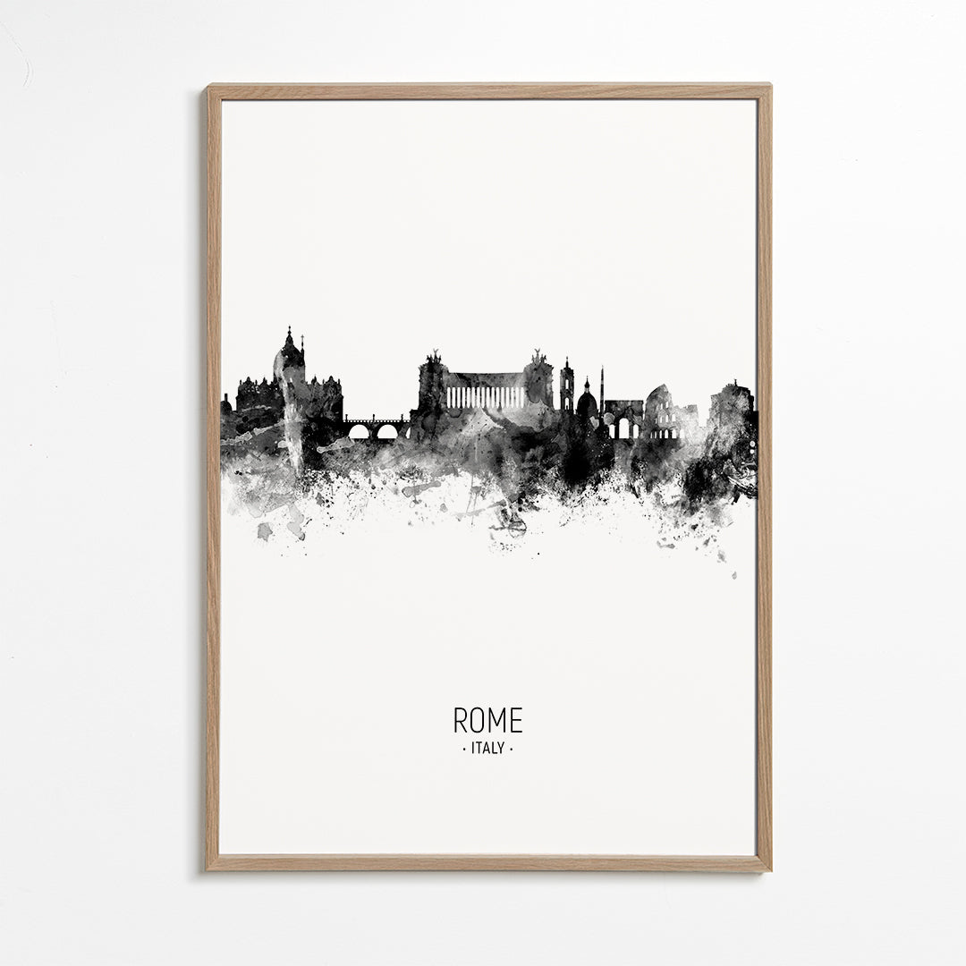 Reseaffisch Rom skyline bläck