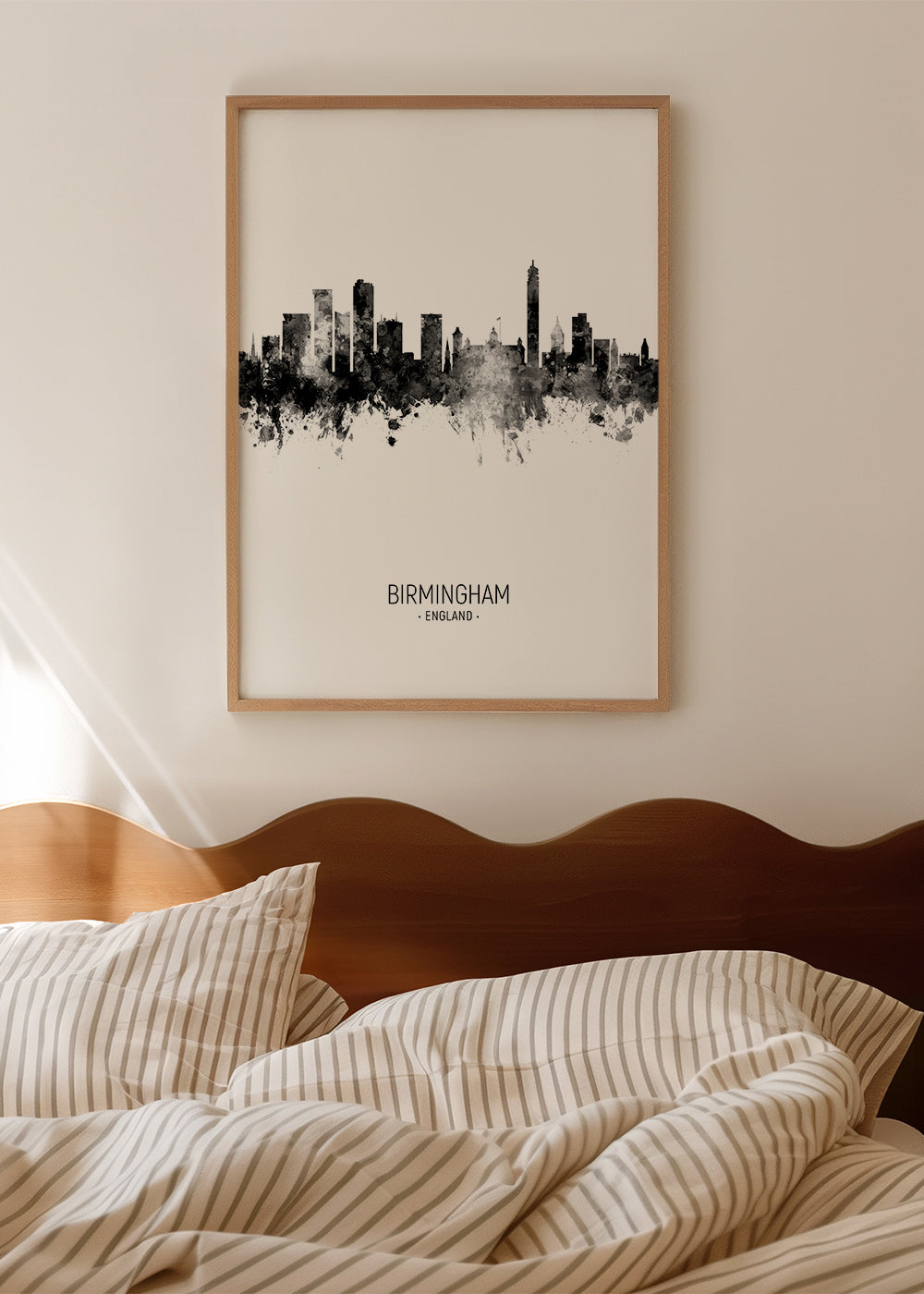 Kökskonst Birmingham skyline i svartvitt