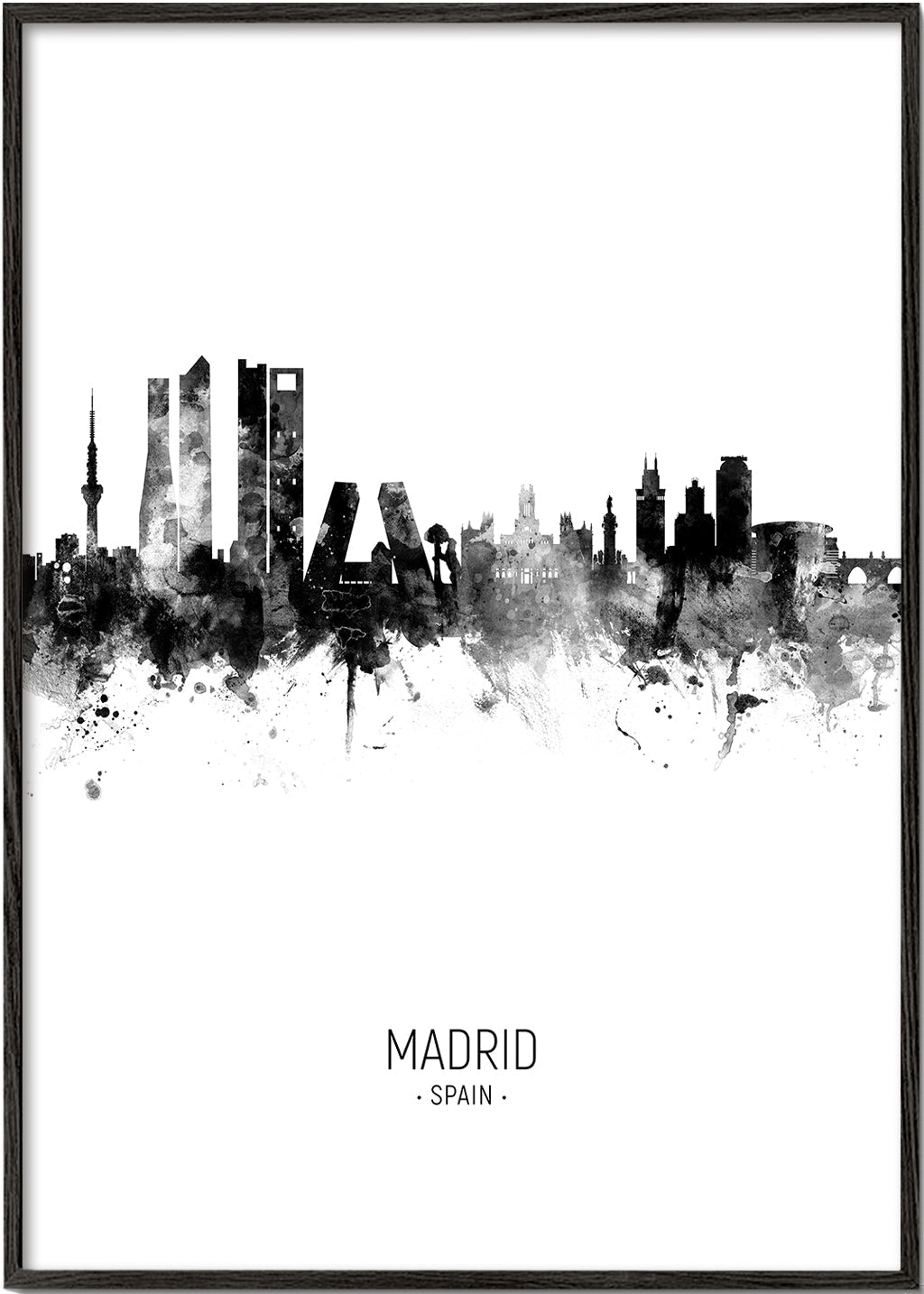 Kökskonst Madrid skyline i bläck