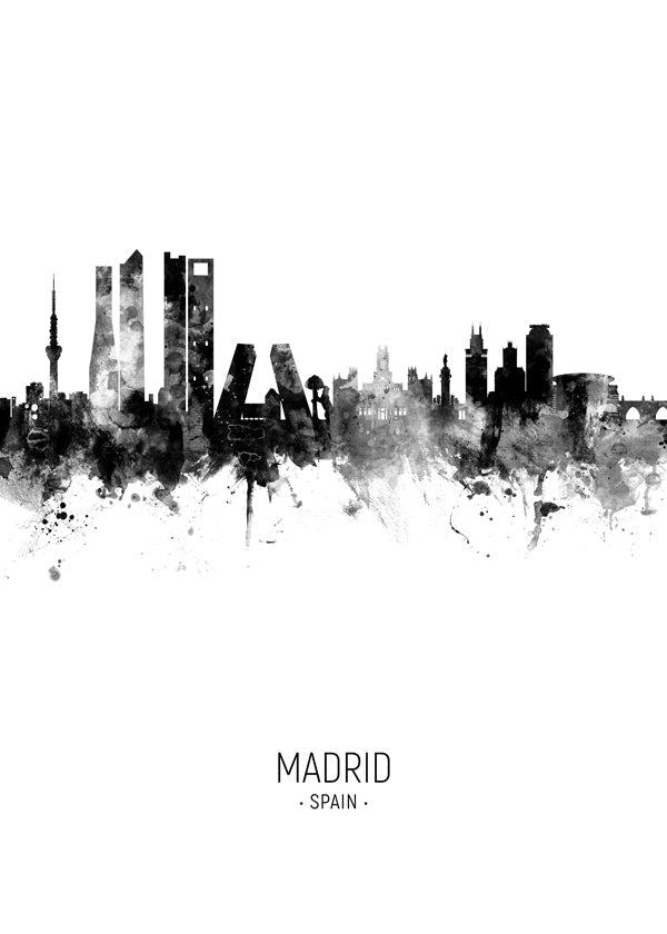 Kökskonst Madrid skyline i bläck