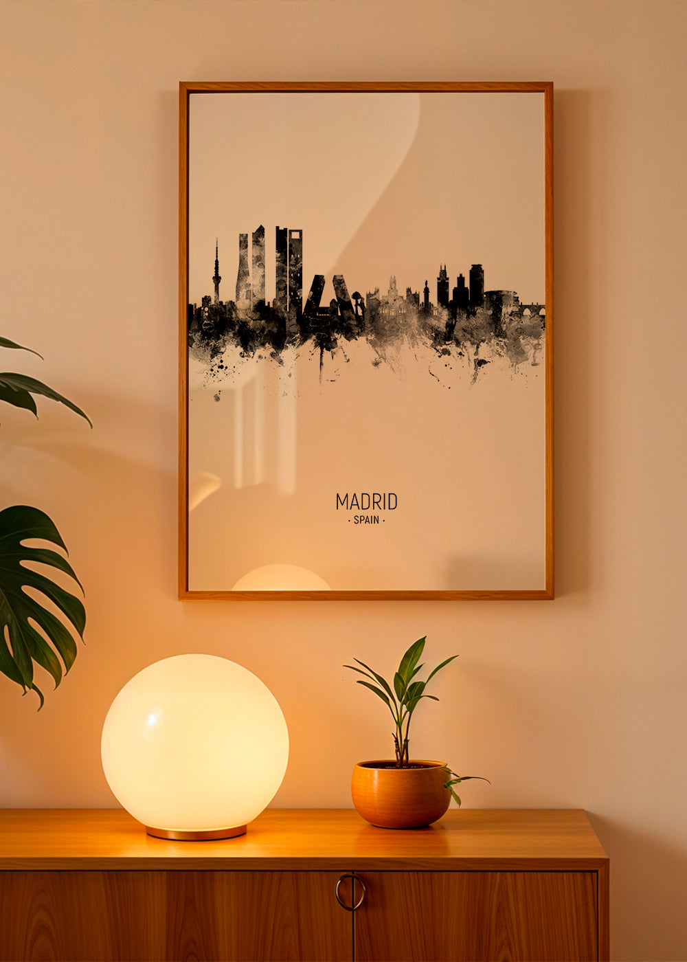 Kökskonst Madrid skyline i bläck