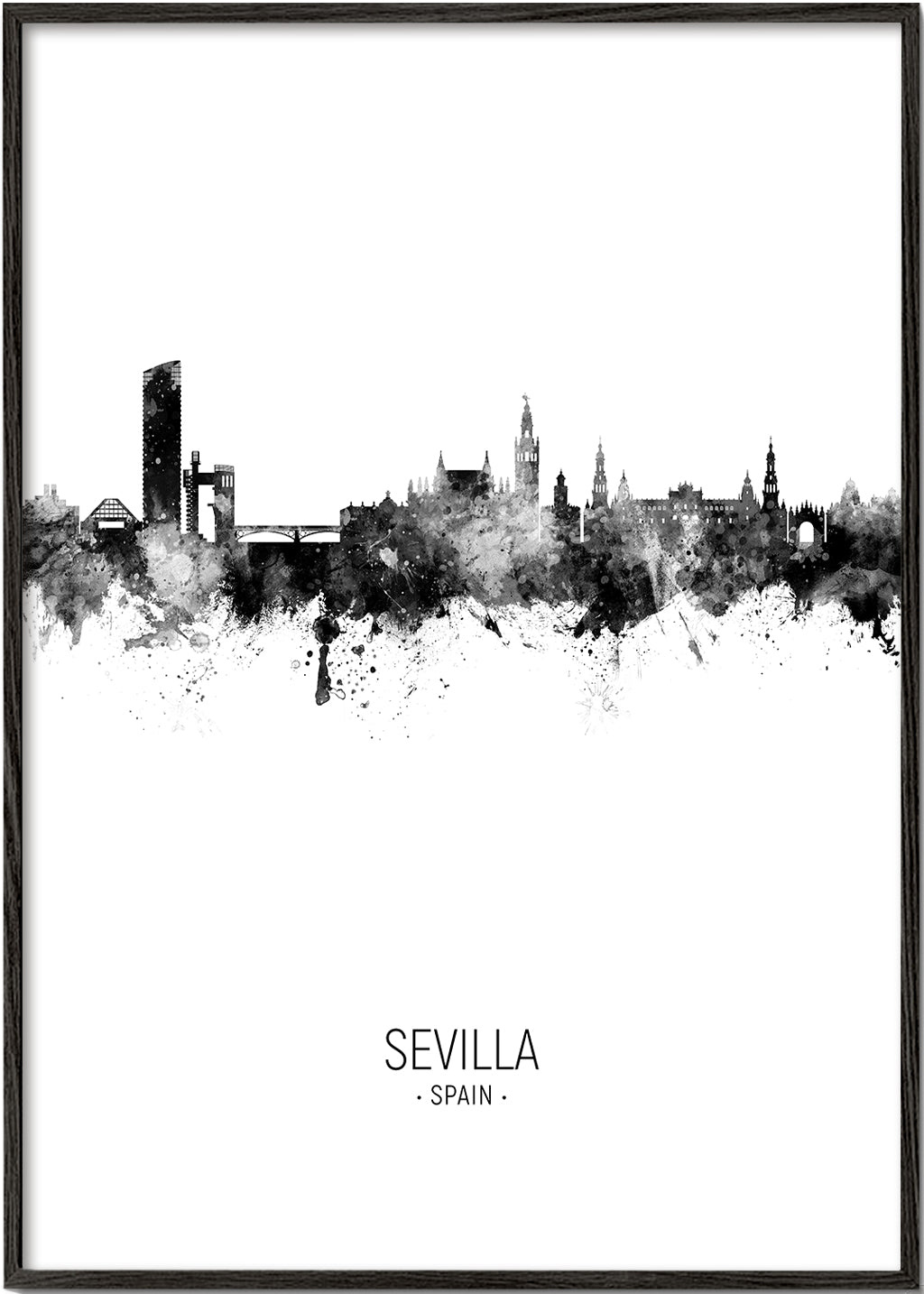Stadskonst: Sevillas skyline i bläck