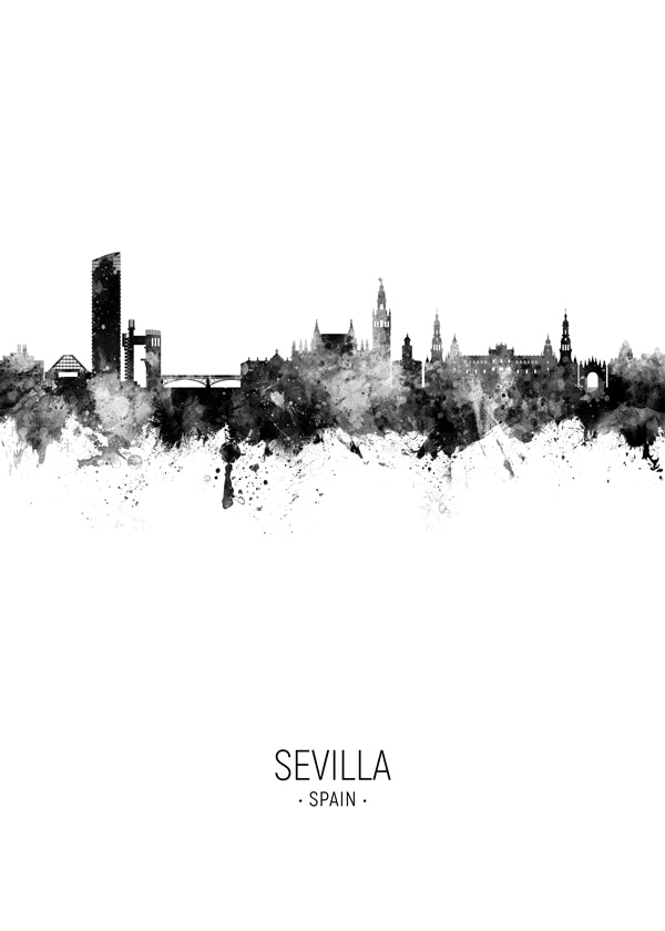 Stadskonst: Sevillas skyline i bläck