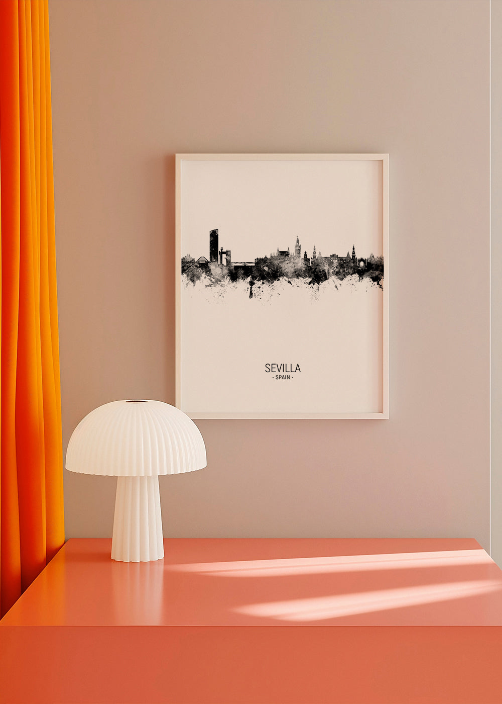 Stadskonst: Sevillas skyline i bläck