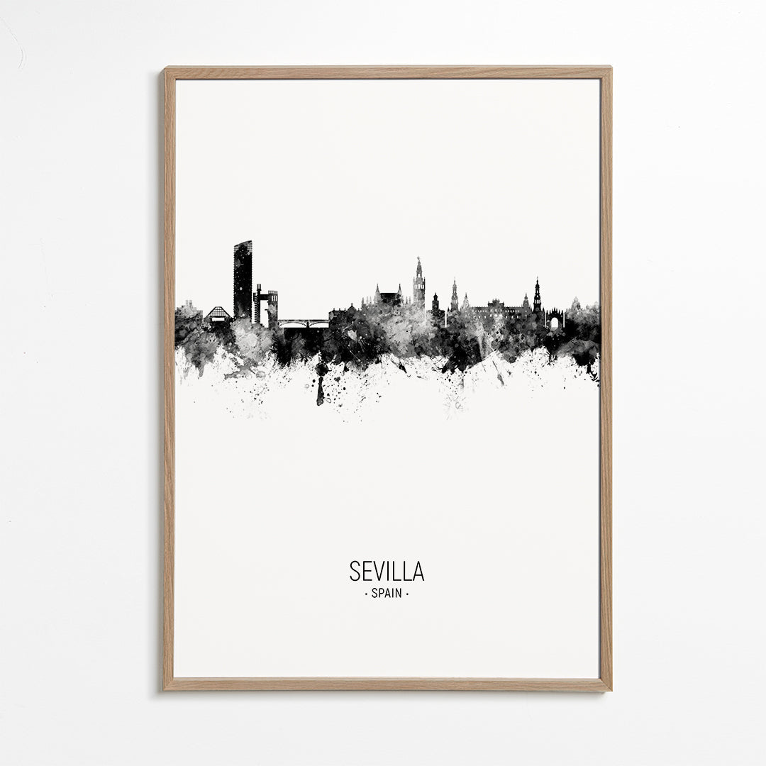 Stadskonst: Sevillas skyline i bläck