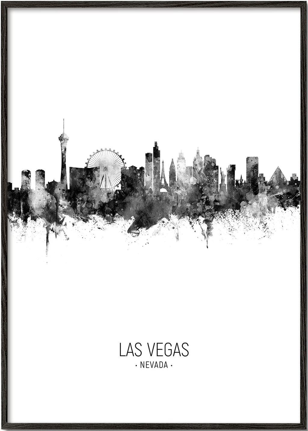 Reseaffisch Las Vegas svartvit skyline