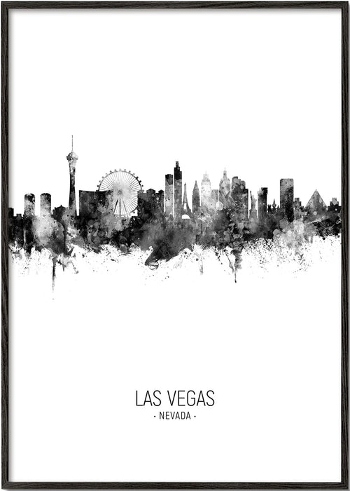 Reseaffisch Las Vegas svartvit skyline