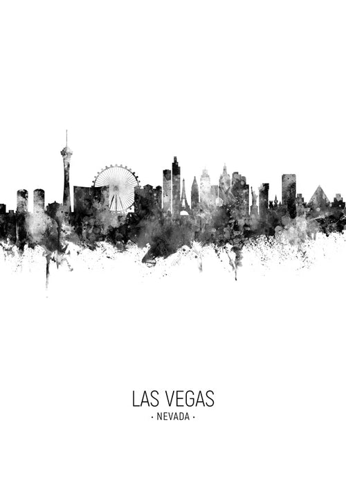 Reseaffisch Las Vegas svartvit skyline