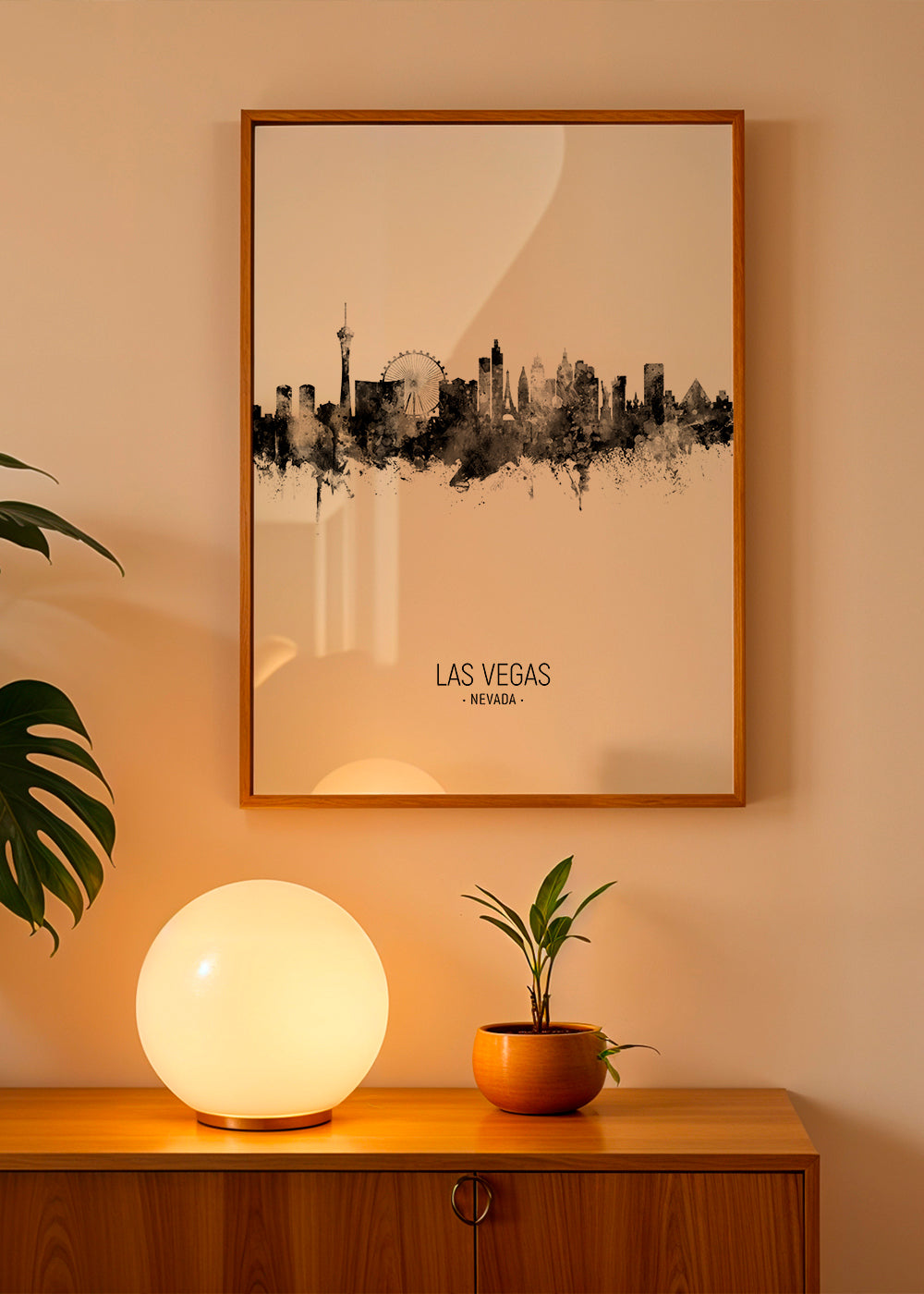 Reseaffisch Las Vegas svartvit skyline