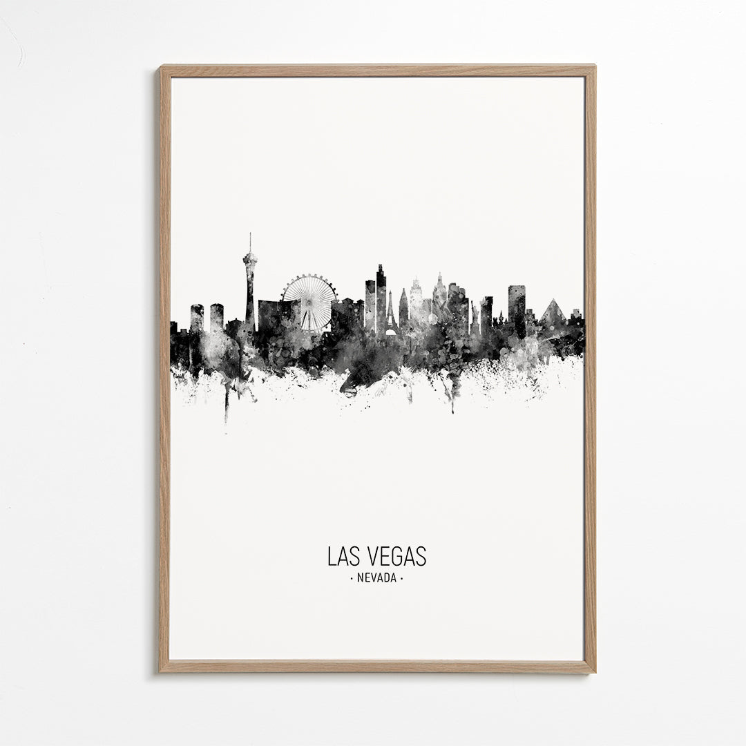 Reseaffisch Las Vegas svartvit skyline