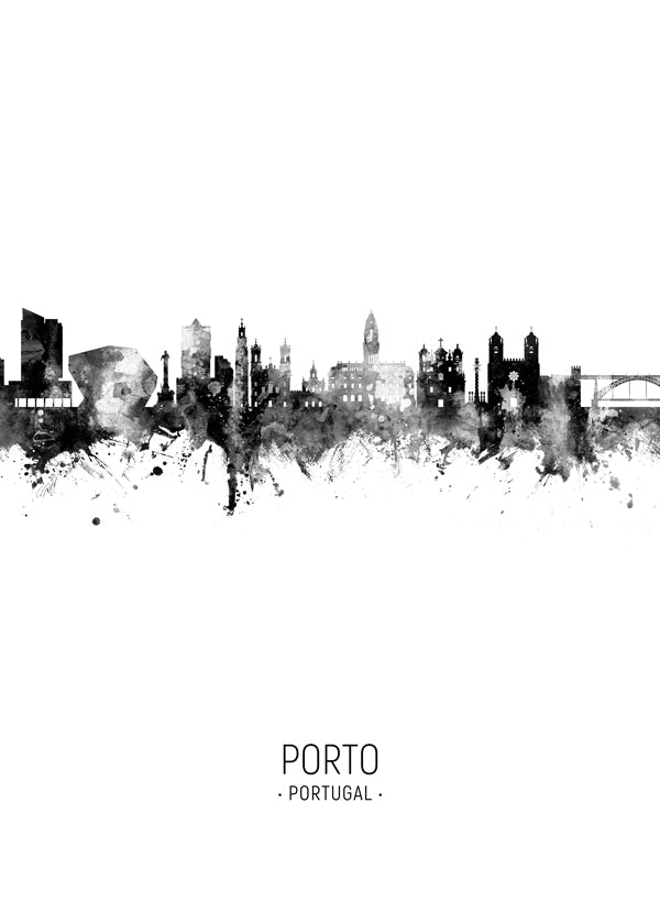 Stadskonst: Porto skyline i bläck