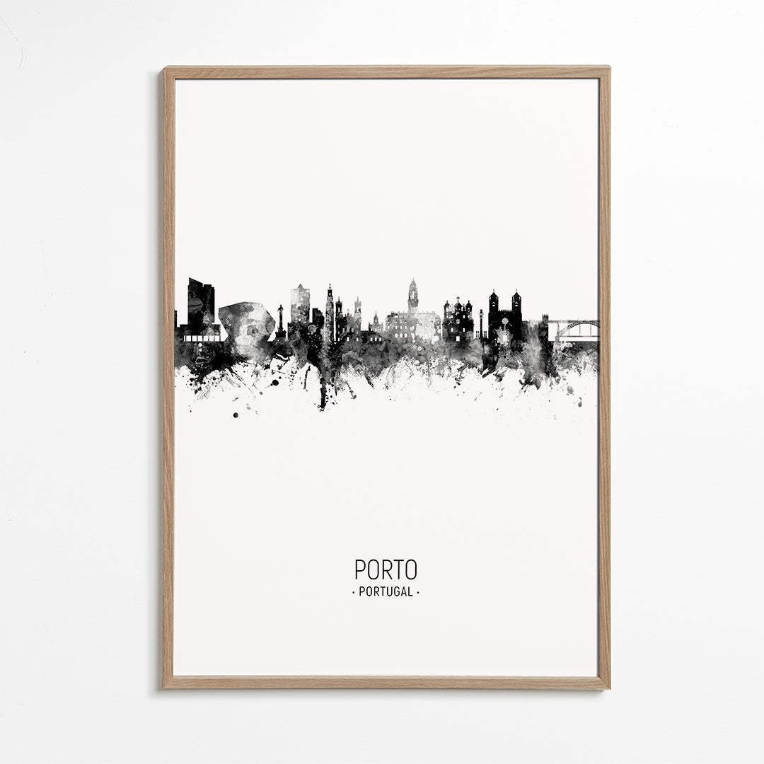 Stadskonst: Porto skyline i bläck