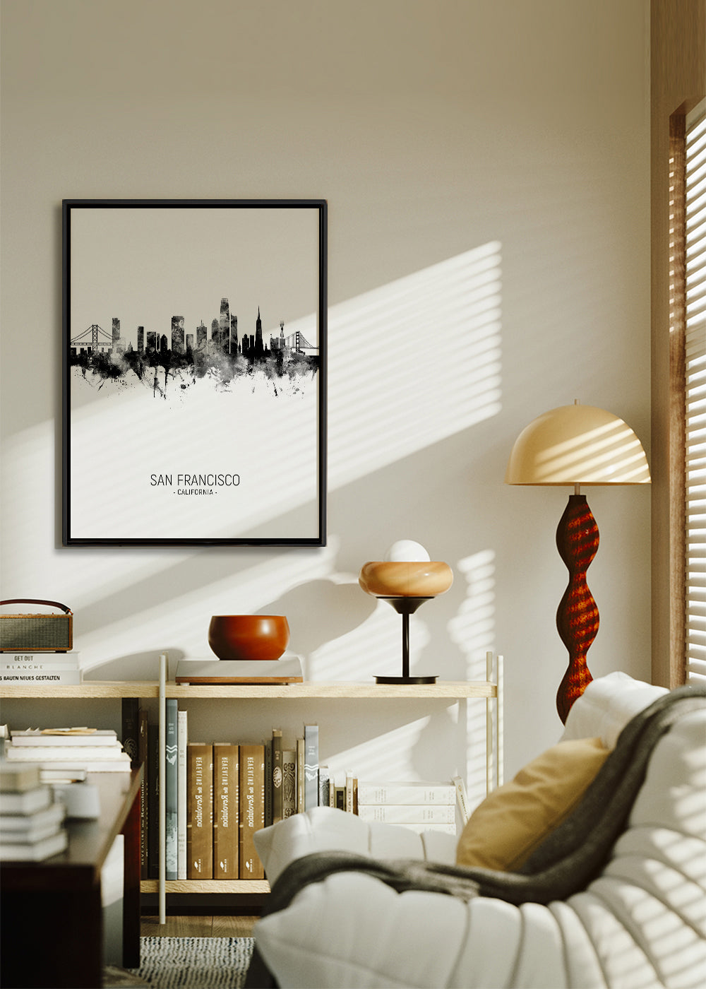 Stadskonst San Francisco skyline bläck-silhuett