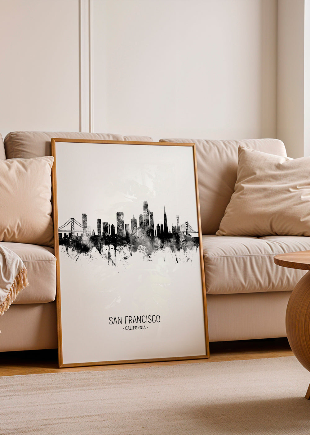 Stadskonst San Francisco skyline bläck-silhuett