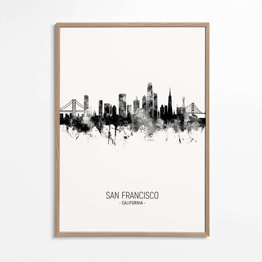 Stadskonst San Francisco skyline bläck-silhuett