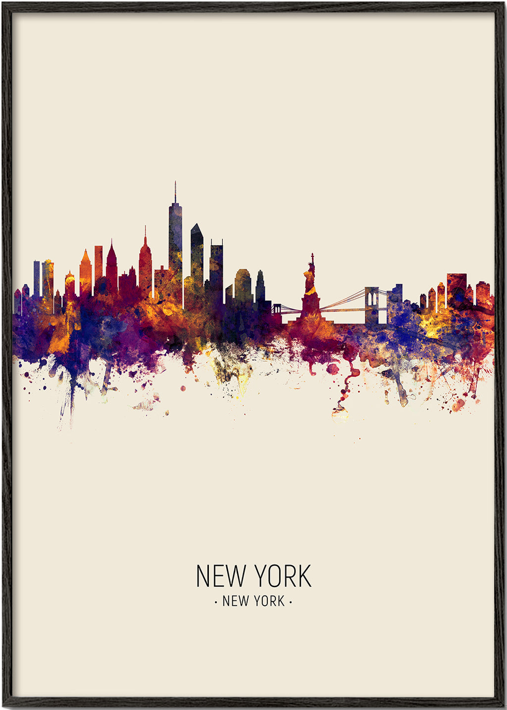 Kökskonst: New York skyline akvarell på beige