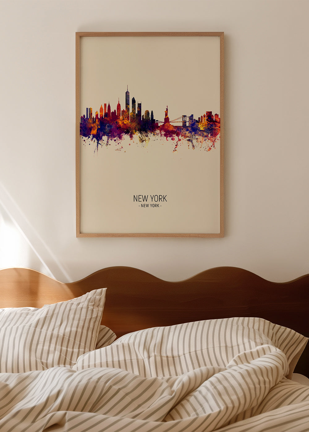 Kökskonst: New York skyline akvarell på beige