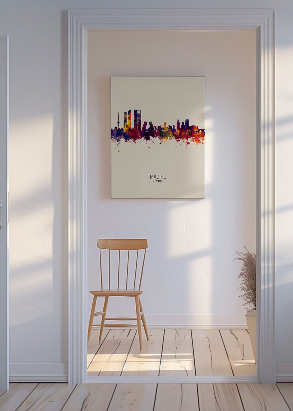 Stadskonst: Madrid skyline akvarell