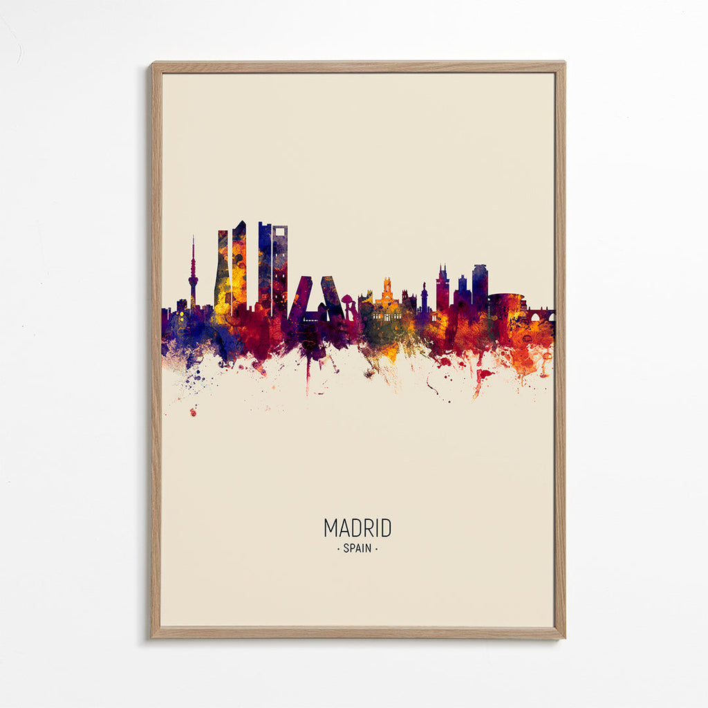 Stadskonst: Madrid skyline akvarell