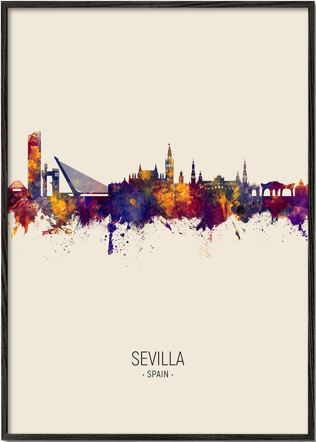 Stadsposter med Sevillas skyline