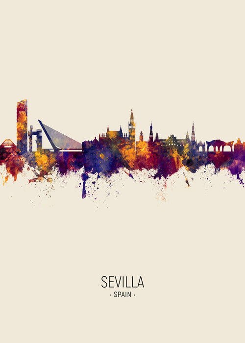 Stadsposter med Sevillas skyline