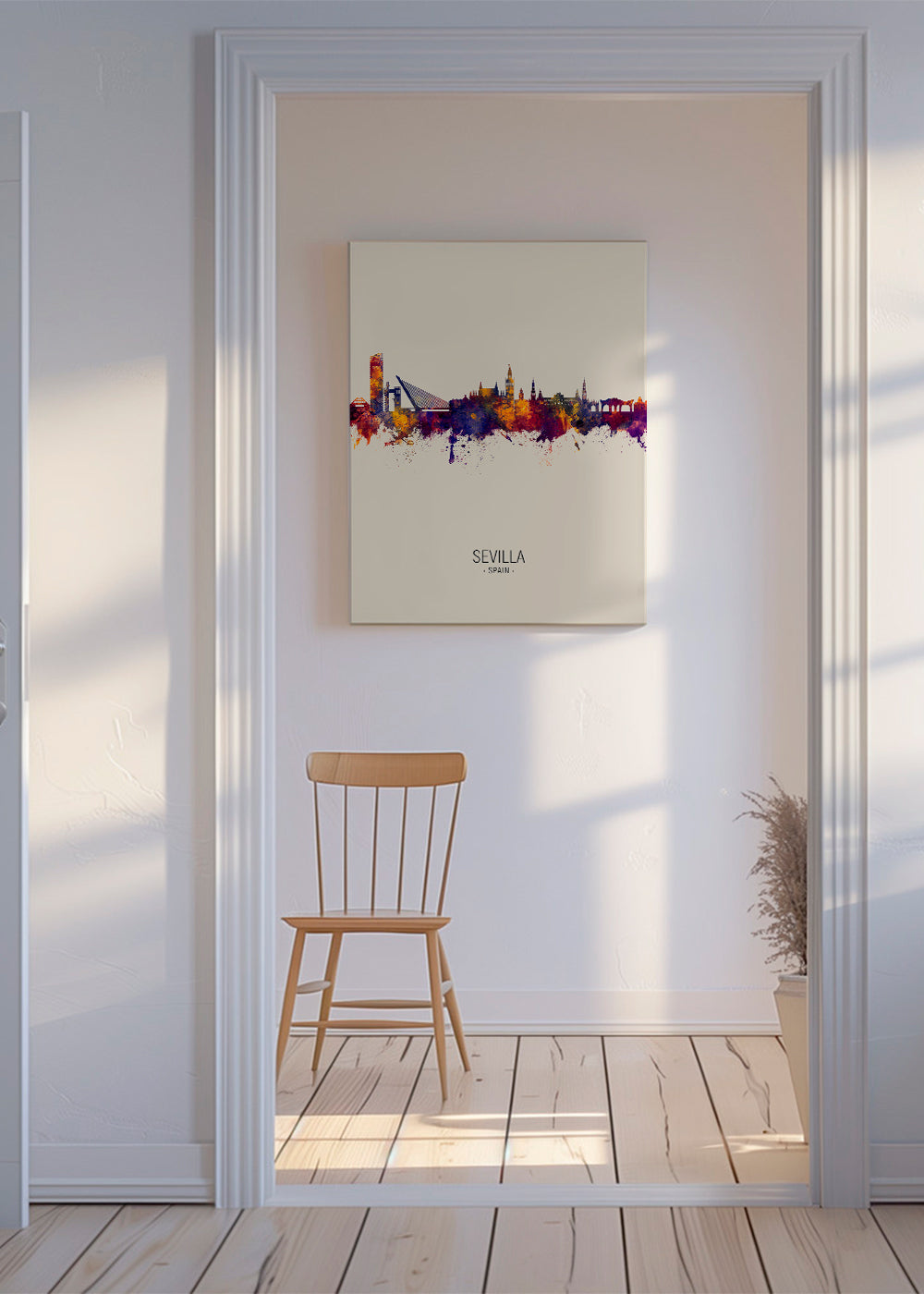 Stadsposter med Sevillas skyline