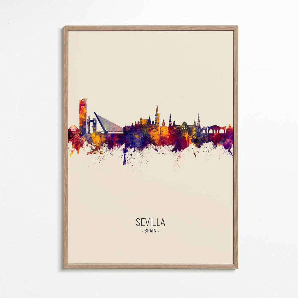 Stadsposter med Sevillas skyline