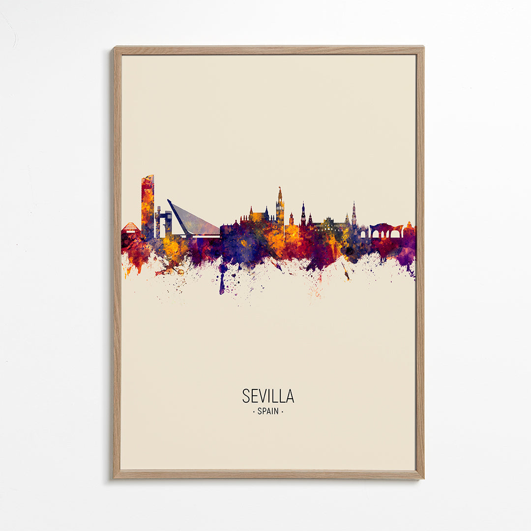 Stadsposter med Sevillas skyline