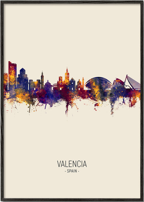 Kökskonst Valencia akvarell skyline