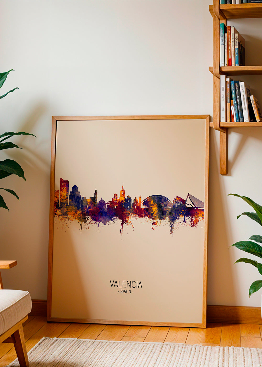 Kökskonst Valencia akvarell skyline