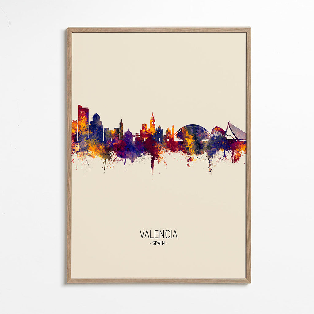 Kökskonst Valencia akvarell skyline