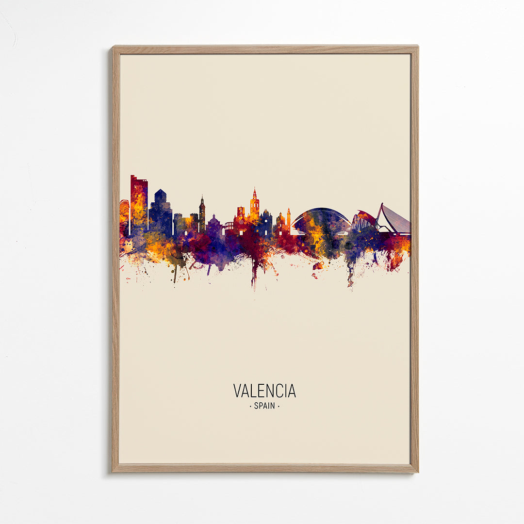 Kökskonst Valencia akvarell skyline