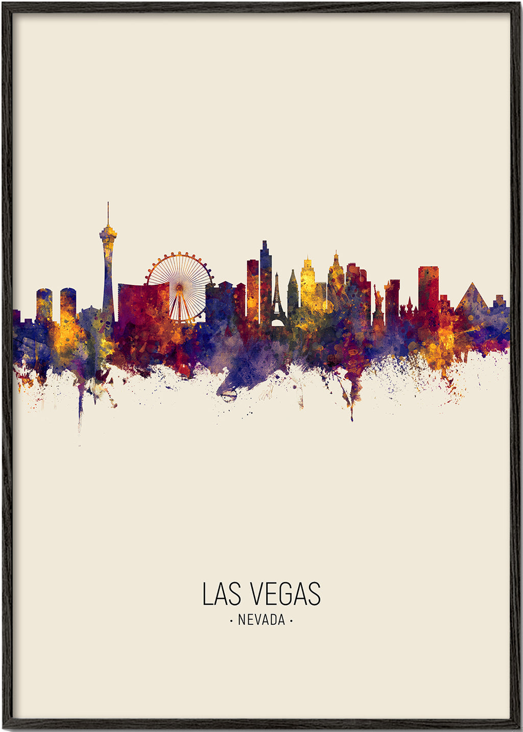Stadstavla Las Vegas akvarell