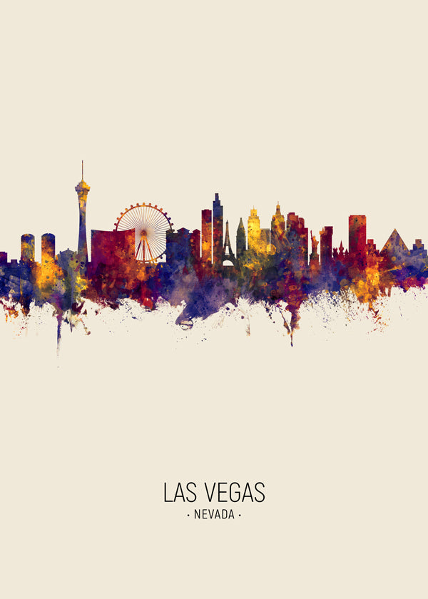Stadstavla Las Vegas akvarell