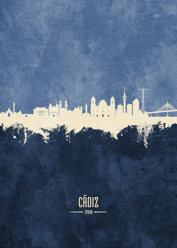 Kökskonst: Cádiz skyline i vitt och blått